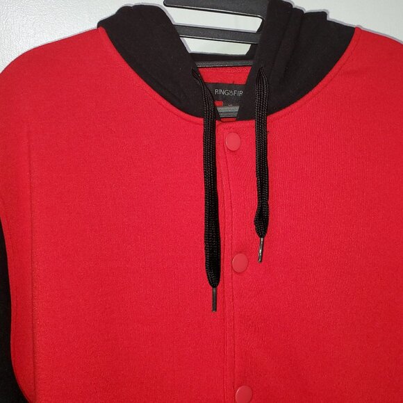 Ring of Fire Men's Hooded Varsity Jacket, Size XL - Picture 3 of 7